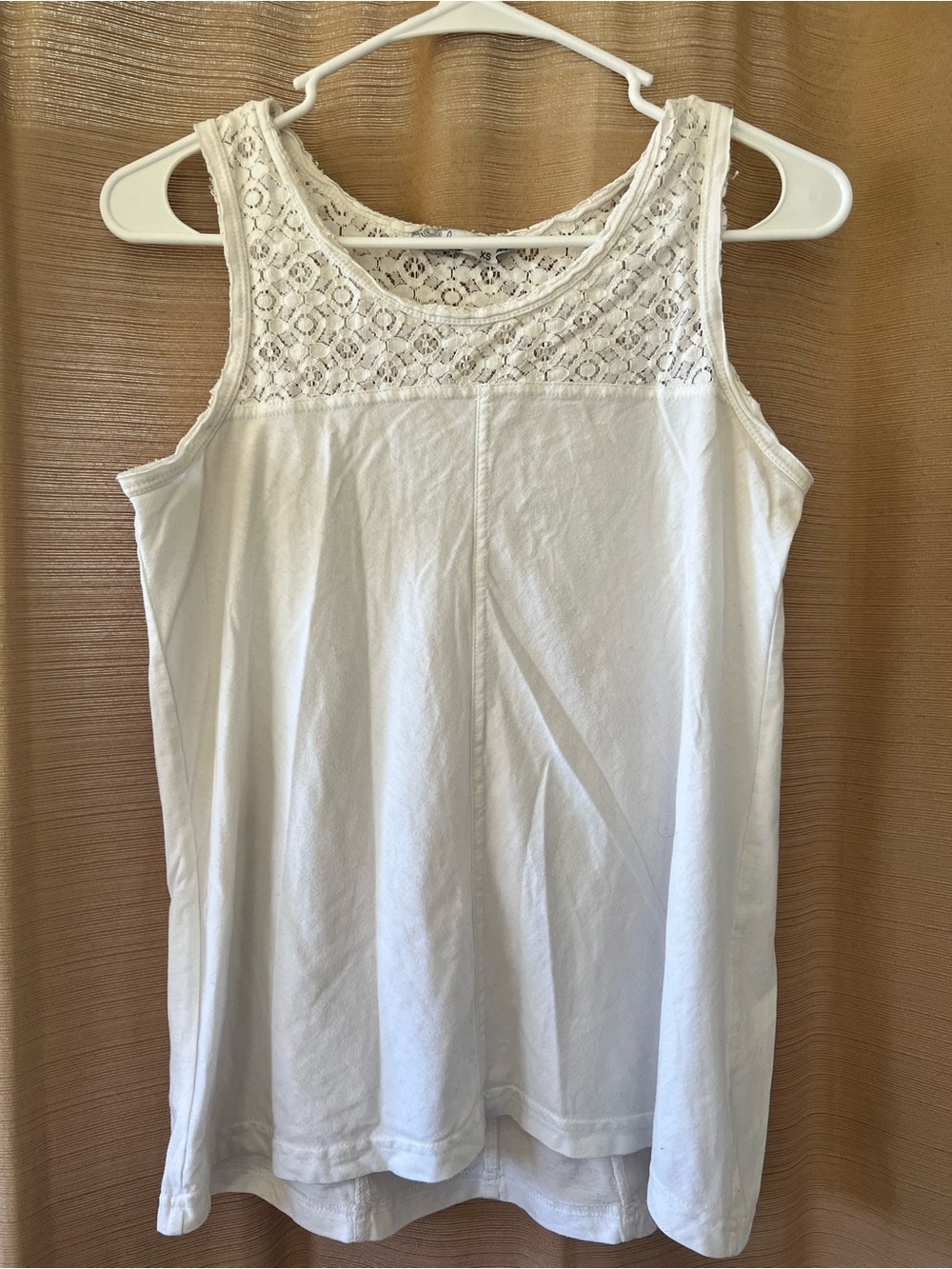 Prana White Lace Yoke Tank Top